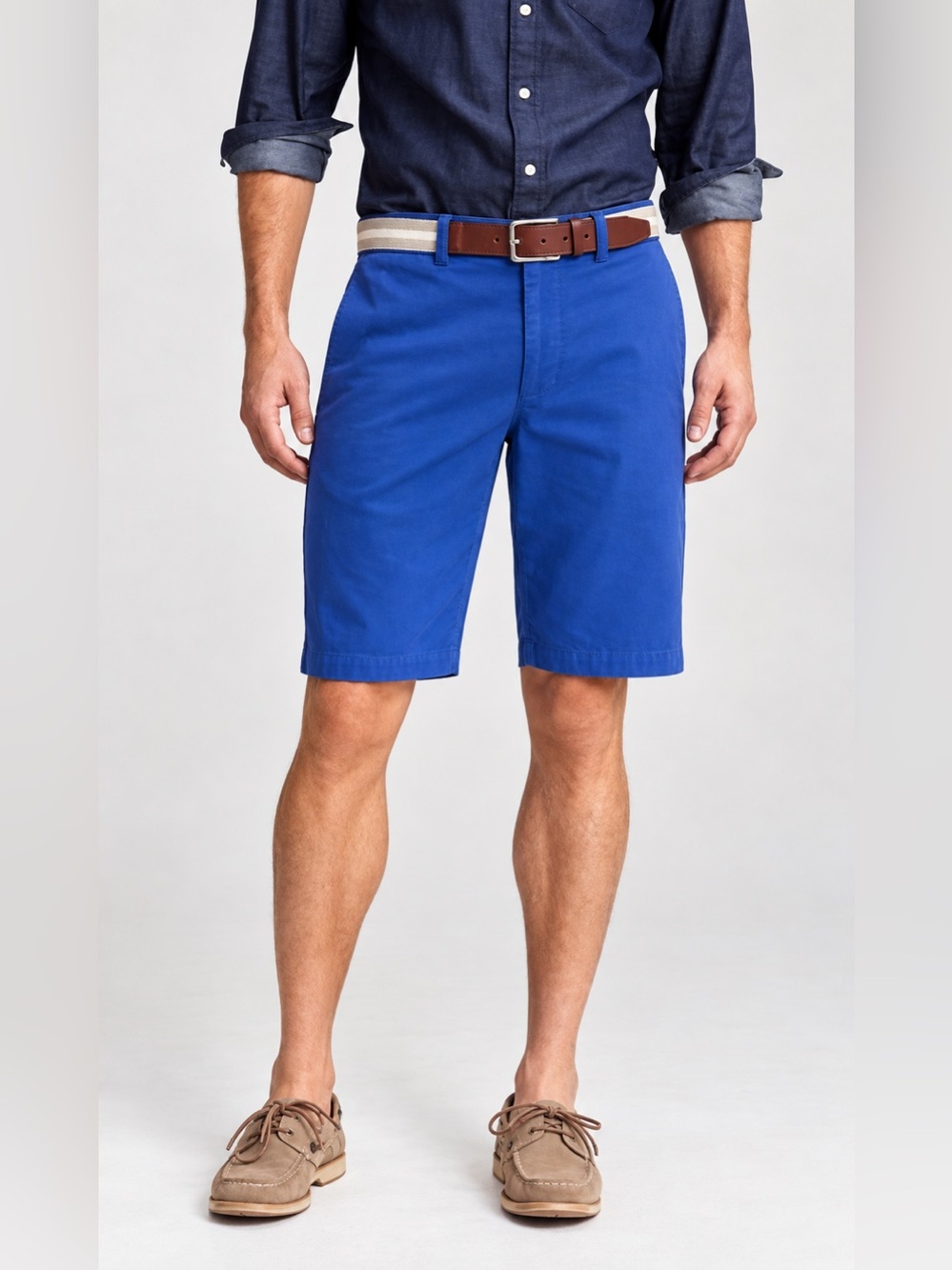 Banana Republic Mens Aiden Tech Temp Chino Shorts Royal Blue 34 Stretch